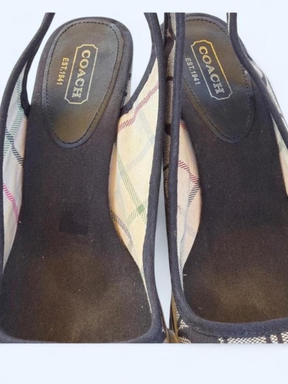 Coach Deadstock Monogram Women's Canvas Slingback Wedge - Black/Grey size 10 - Picture 7 of 8